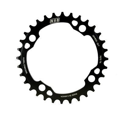 NSB Variable Tooth Chainring, 4 Bolt, 104 BCD, For Shimano HG12 speed, 32T, Black