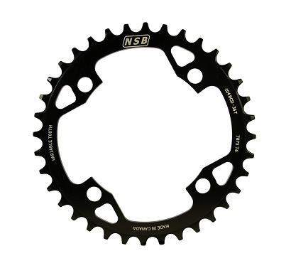 NSB Variable Tooth Chainring, 4 Bolt, 104 BCD, For Shimano HG12 speed, 36T, Black