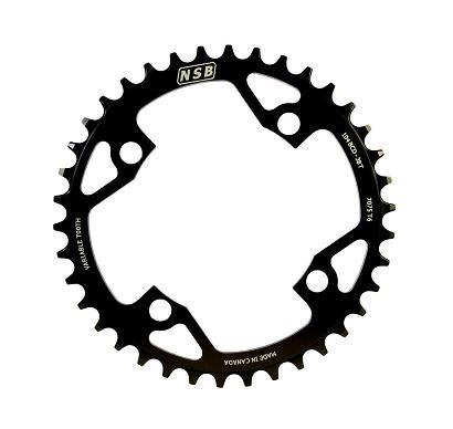 NSB Variable Tooth Chainring, 4 Bolt, 104 BCD, For Shimano HG12 speed, 38T, Black