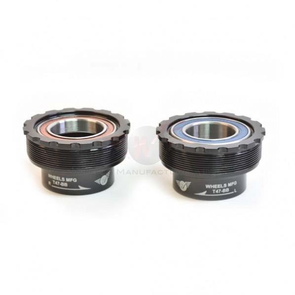 Wheels MFG T47, Abec-5 Angular Contact, Inboard Bottom Bracket for 24/22mm Sram Cranks, Black