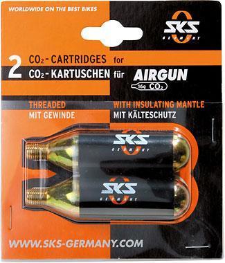 SKS Threaded CO2 Cartridges, 16g, Pack /2