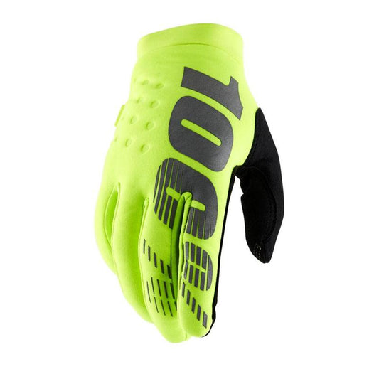 100% Brisker Cold Weather Gloves, Fluo Yellow, Youth X-Large (XL)