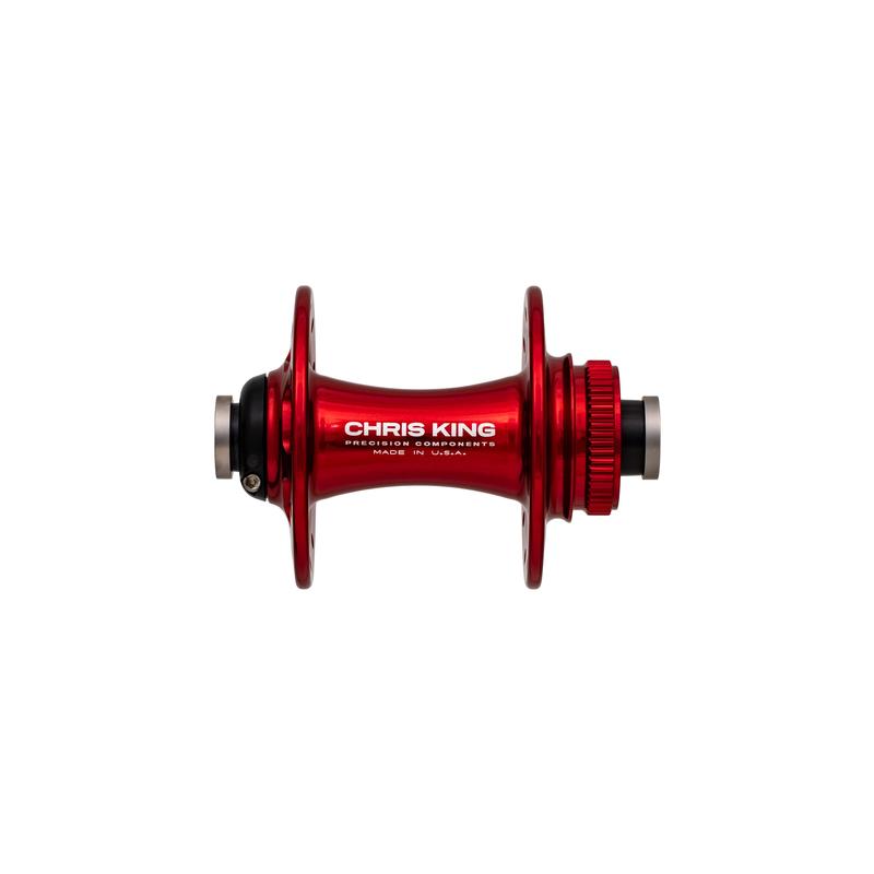 Chris King R45 Disc Hub Front, CenterLock, 32 Hole, 12mm x 100mm, Red