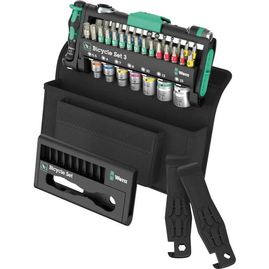 Wera Tools Bicycle Set 3 (Zyklop Mini, Bit Holding Screwdriver + 41 pieces, Tire Levers)