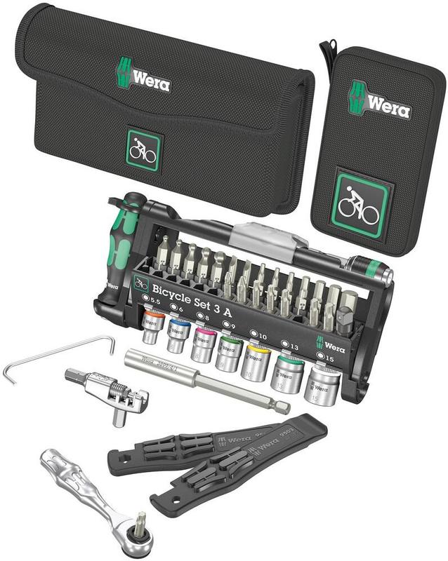 Wera Tools Bicycle Set 3A (Zyklop Mini, Bit Holding Screwdriver + 38 pieces, Tire Levers, Chain Tool)