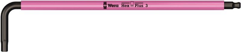 Wera Tools Hex Plus Long Arm L-Key, Bright Pink, 3mm