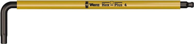 Wera Tools Hex Plus Long Arm L-Key, Yellow, 4mm