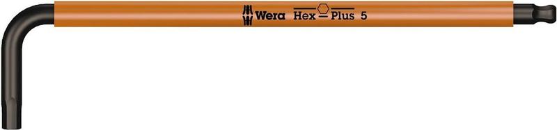 Wera Tools Hex Plus Long Arm L-Key, Bright Orange, 5mm