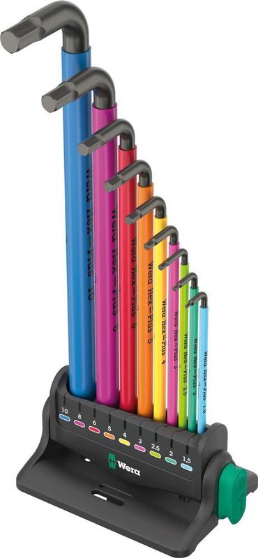 Wera Tools 950/9 Hex-Plus Multicolour 3 L-key Set, Metric, BlackLaser, 9 pieces