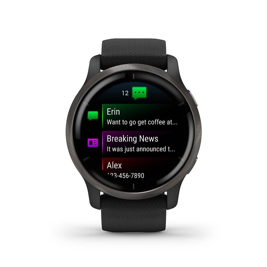 Garmin, Venu 2, Watch, Watch Color: Black, Wristband: Black - Silicone