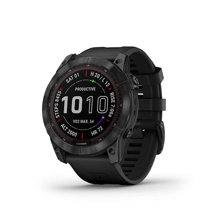 Garmin, fenix 7X, Sapphire Solar, Watch, Watch Color: Black, Wristband: Black - Silicone