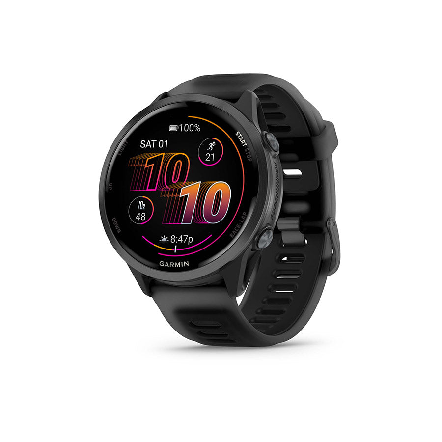 Garmin, Forerunner 570 47mm, Watch, Watch Color: Slate Grey, Wristband: Translucent Black/Black - Silicone