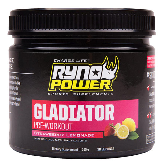 Ryno Power, Gladiator Pre-Workout, Drink Mix, Strawberry Lemonade, Jar, 30 servings