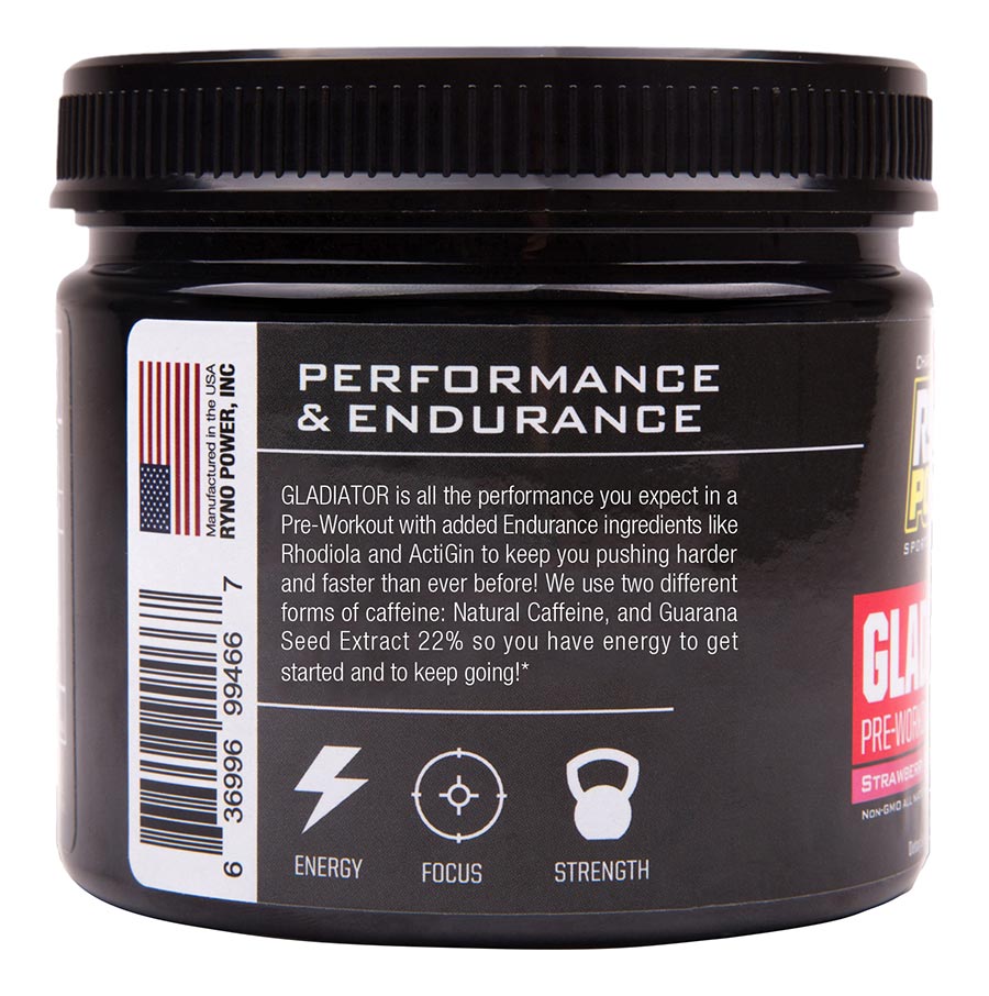Ryno Power, Gladiator Pre-Workout, Drink Mix, Strawberry Lemonade, Jar, 30 servings