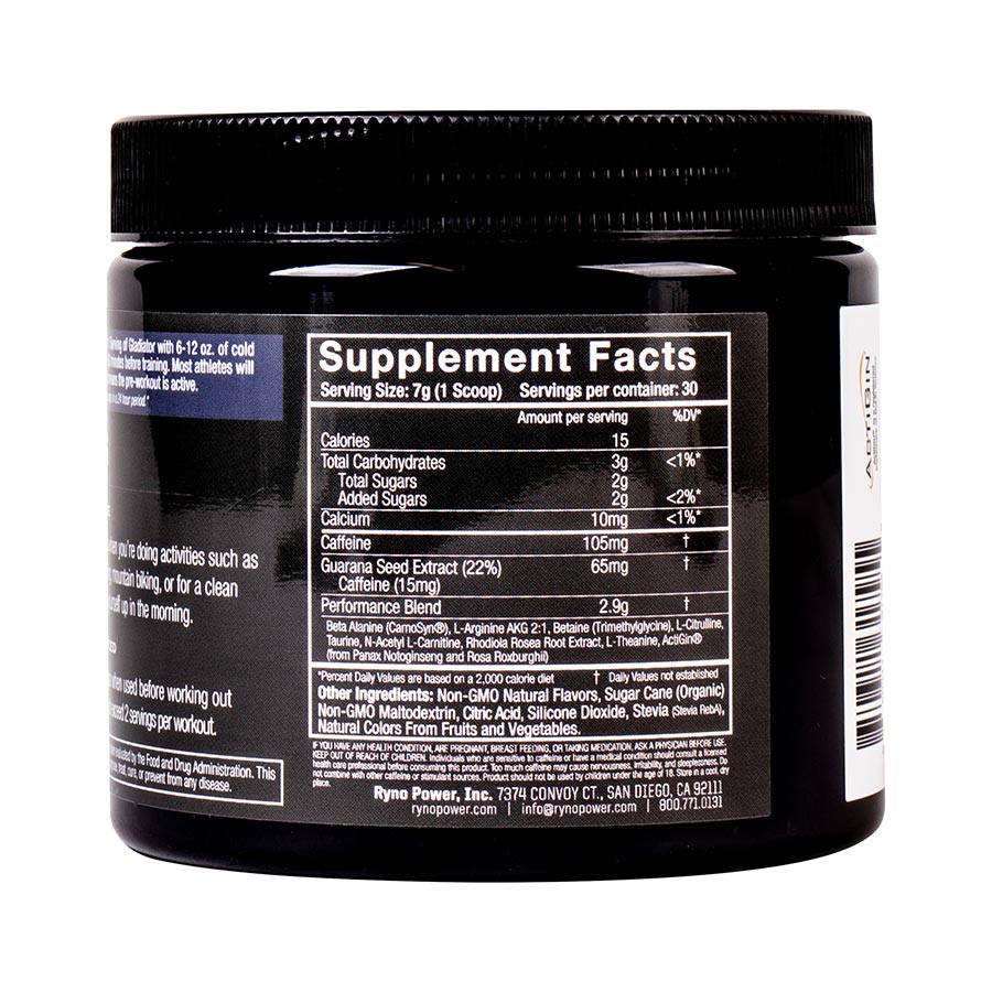 Ryno Power, Gladiator Pre-Workout, Drink Mix, Strawberry Lemonade, Jar, 30 servings