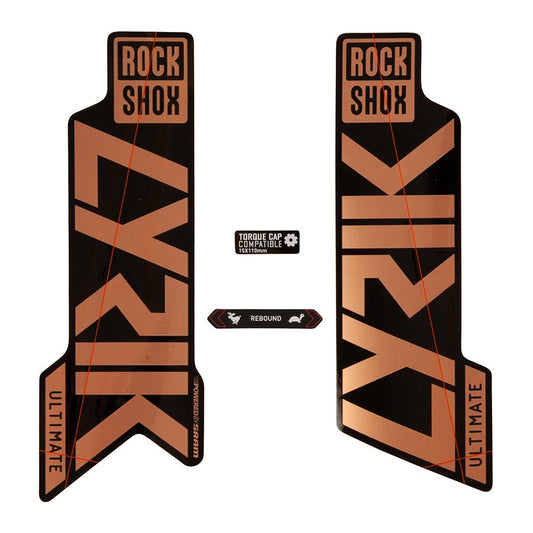 RockShox, Lyrik Ultimate Decal Kit, Matte Copper for Gloss Black Lowers