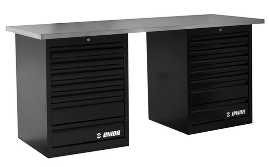 Tech Bench with two wide cabinets